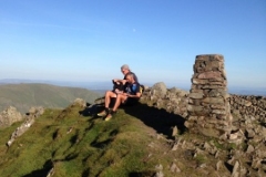 Andy Llewellyn and Mike Zeidan; evening on Red Screes, during Andy's 100 Wainwrights, Summer 2018