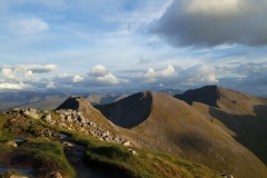 Evening view South towards Stob Coire a' Chairn Mamores on Mike Zeidan's successful Ramsay Round, Summer 2019