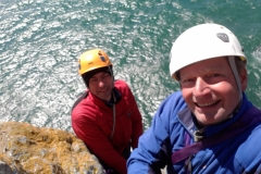 The President and Ian Helliwell on Lighthouse Arete, Gogarth Meet, June 2019