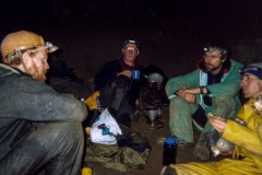 Clive Morton, John Russell, Pete McCombie , AndyStewart - Low Camp, Gaping Gill. Photo - Steve Smith