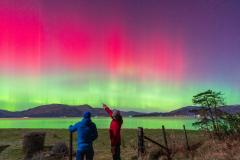 Andy Barlass and Alex Rhodes admiring the Aurora Borealis over Loch Linnhe from Craigallan