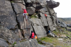 Synchronised cracking, Stanage evening meet. Photo: Paul Woolley
