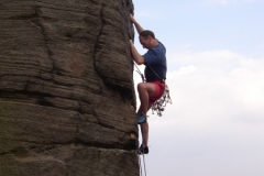 Chris Hough, Stanage. Name that route. Photo: Geoff Gosling